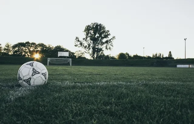 soccer ball on a soccer field